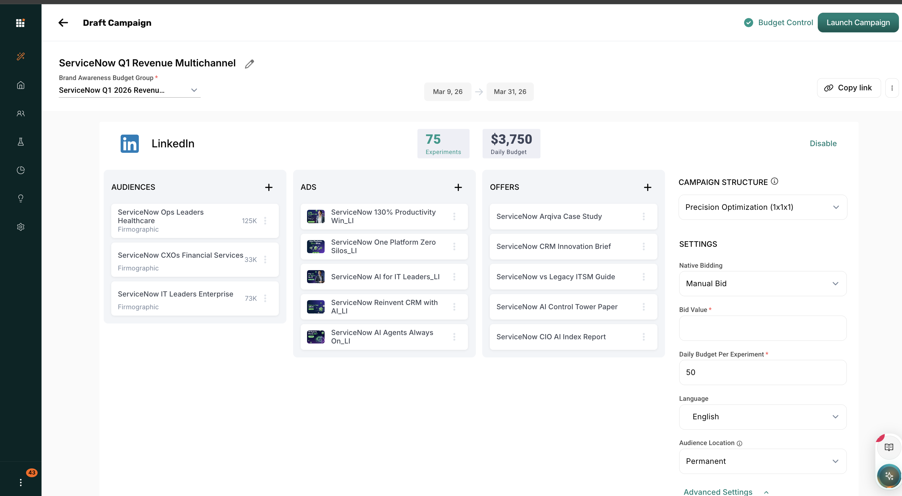 ServiceNow Q1 Revenue Multichannel — Draft Campaign